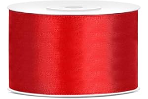 DaLoKu Satinband 6/12/25/38/50/100mm x 25m Geschenkband Schleifenband, Größe: 38mm x 25m, Farbe: Rot
