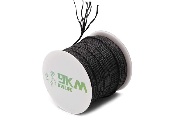 9 KM DWLIFE 100 % kevlar snöre multifunktion flätsnöre draksnöre campinglina modellraket värme och skärbeständig svart (22 kg