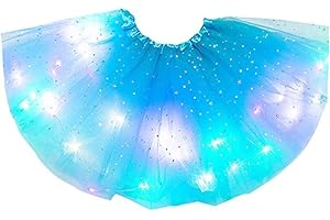 YODITI Falda Tutú Para NiñAs, Falda Tutú Con Estrellas Y Lentejuelas, Falda De Tul Con Luces, Colores NeóN, Brillante, Vestido Fiesta, Vestido De Baile, Disfraz De Carnaval, Vestido De Princesa Para NiñOs