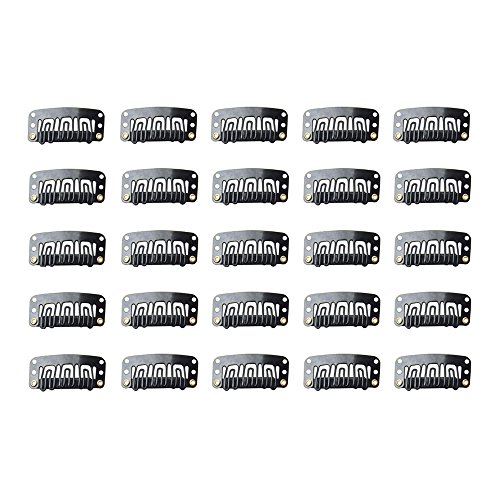 Haobase 25 Stück Schwarzeinschlag Clips 32mm für Haar-Verlängerungen und Tressen