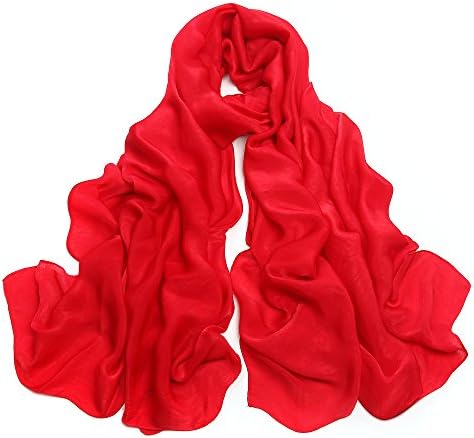 Silk Scarf Large Satin Hair Scarves Fashion Shawl Wraps Scarfs for Women Red
