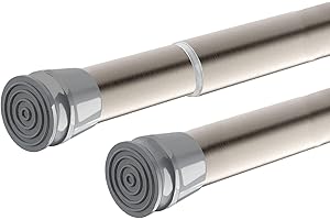 MUHOO Gardinenstange ohne Bohren, Teleskopstange Vorhang, Klemmstange Ø22/25.4 mm - Gebürstetes Nickel (1 Stück,70-120cm)