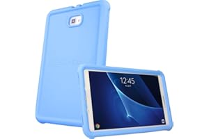 TECHGEAR Coque Bumper pour Samsung Galaxy Tab A 10.1 Pouces 2016/2018 (SM-T580) Coque de Protection Caoutchouc Résistante aux Chocs avec Bords et Coins Renforcés + Film de Protection [Bleu Clair]