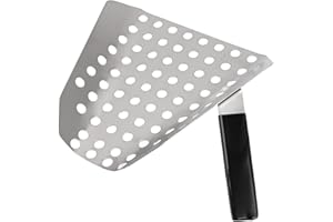 HEAYZOKI Edelstahl Popcorn Schaufel, Körnersieb Geschwindigkeitsschaufel, Ergonomischer Einhand Pommes Schaufel mit Löchern, für Geschäfte, Kinos, Picknicks, Popcornmaschinen