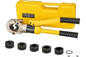 TEENO Presszange V-Kontur,Rohrpresszange Crimpzangen, Verwendet für Kupferrohre, Edelstahlrohre und Rohrverschraubungen: V12, V15, V18, V22, V28 (Crimpen V12-28)