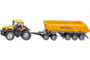 siku 1858, JCB Tractor with Dolly and Tipping Trailer, 1:87, Metal,Plastic, Yellow, Removable tipper body