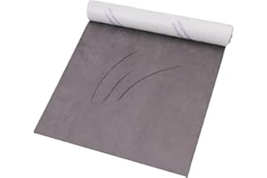 HKC Tissu Microfibre Autocollant Gris, 42 * 150 cm Film Autocollant en Cuir Synthétique Imitation Daim, Premium Film extensible pour cockpit, garnitures, tiroir à bijoux