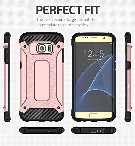 Funda Galaxy S7 Edge  Pasonomi    Pesada   Doble Capa  Carcasa de Protecci  n Hibrida Armadura Funda para Samsung Galaxy S7 Edge  Oro rosa 