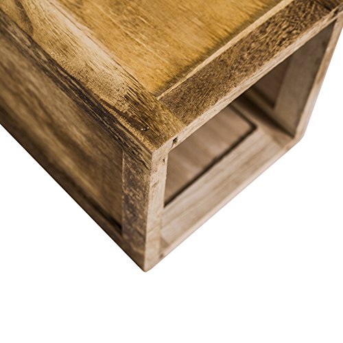 Rebecca Srl Set 3er Set Windlichtsäulen Kerzensäulen Kerzenständer Laternen Holz Braun Rustikalen Wohnzimmer (Cod. RE4666) - 4