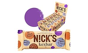 NICKS Kexbar - Wafer ricoperto di cioccolato senza zuccheri aggiunti, senza glutine, senza frumento, 30 x 40g