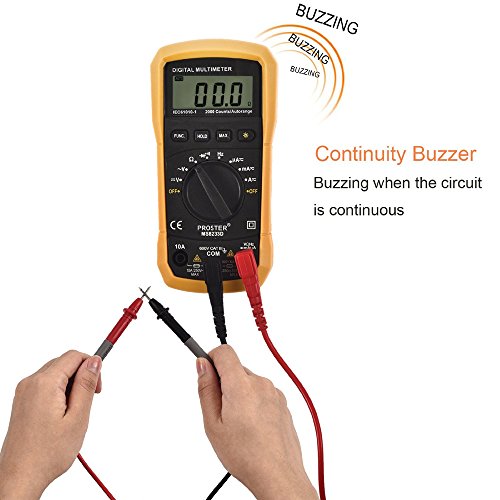 Proster Digitaler Multimeter Auto ranging Digital Multimeter Multitester- AC / DC Spannung DC Strom Dioden Transistor Kontinuität Tester mit Hintergrundbeleuchtung LCD - 6