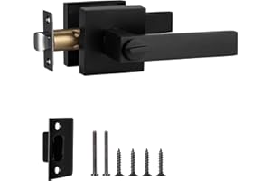 ZLLkeji Manilla de Puerta Interior Sin Llave Pomos Puertas para Baño Cerraduras Puertas Interiores en Negro Mate Reversible Para Puertas con Apertura a la Derecha o a la Izquierda