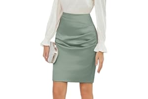 GRACE KARIN Ladies Bodycon Skirt Elegant Work Office Business Ruched Knee Length Skirt