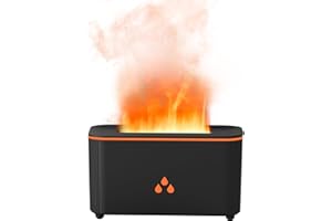 LTYIOE Mini Colorful Flame Essential Oils Diffuser, 160ml Ultrasonic Aroma Diffusers with Cool Mist Aromatherapy Humidifier, 7 Colorful Light, Whisper-Quiet, Auto-Off, 8Hours for Home, Office, Bedroom,Black