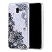 Produktbild Misstars Glitzer Hülle für Samsung Galaxy J6 Plus 2018, Bling Pailletten Transparent Weich TPU Silikon mit Schwarz Blumen Malerei Muster Backcover Anti-Rutsch Kratzfeste Schutzhülle