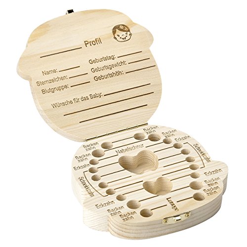 Mogoko [Deutsch Version] baby Kinder Original Holz Haar Milchzahndose Milchzähne Zähne box Kasten Souvenir Aufbewahrungsbox-Kundenspezifische Gravur - 4