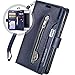 Produktbild Hnzxy Kompatibel mit Samsung Galaxy A50 Hülle,PU Leder Tasche Flip Case Cover Handyhülle Reißverschluss Geldbörse mit 9 Kartenfächer Lederhülle Magnet Handy Schutzhülle Klapphülle,Blau