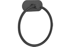 MARKCCO Self-Adhesive Towel Ring for Bathroom, Wall Mounted Bathroom & Kitchen Towel Hanger with Strong Adhesive, No Drilling Stainless Steel Rustproof Hand Towel Holder, Modern Bath Organizer Matte Black