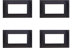 ZOREI 4 Pezzi Placche Compatibile Con Bticino Living, Placche Plastica Quadrata (4 Posti/Moduli,Nero)