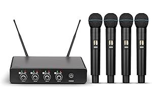 Depusheng R5 Drahtloses Mikrofon, professionelles kabelloses UHF-Handmikrofonsystem mit Vier dynamischen Mikrofonen für Heimkaraoke, Meetings, Partys, Kirchen, DJs, Hochzeiten, Heim-KTV-Set