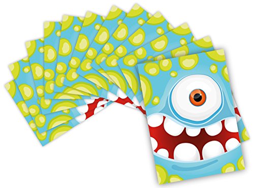 12 Lustige Einladungskarten im Set für Kindergeburtstag Party mit Monster für Jungen Mädchen Kinder Top Geburtstagseinladungen Karten Monsterparty Einladung farbenfroh Alien witzig - 6