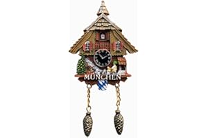MUYU CRAFT Reloj de cuco Munich Alemania Imán para nevera, recuerdo para nevera, pegatina magnética pintada a mano