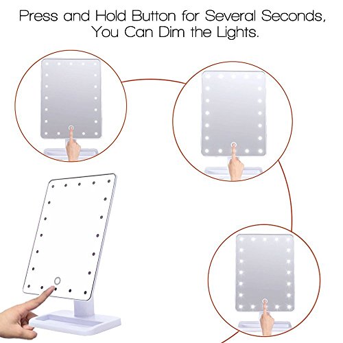 Dproptel Touchscreen 20 LED beleuchteter Kosmetikspiegel 180 frei drehbare bewegliche Make-up-Spiegel perfekt für Make-up Peeling, Badezimmer - 3