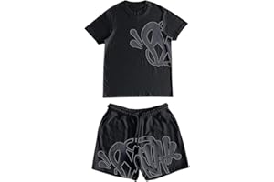 DININT Syna World Tuta Sportiva Da Uomo, Unisex 2 Pezzi, Estiva Corta Maglietta Short, Casual Sweatsuit Set, Da Jogging T-shirt e Pantaloncini