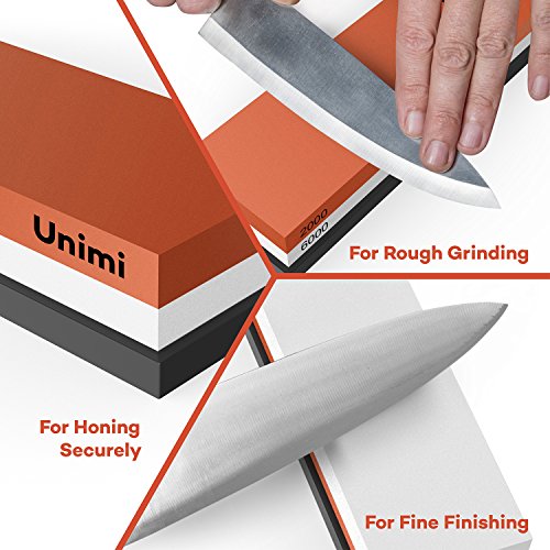 Schleifstein für Messer, Unimi 2000 / 6000 Körnung Wetzstein Abziehstein Messerschärfer, Wetzstein inkl. Gummibasis - 2