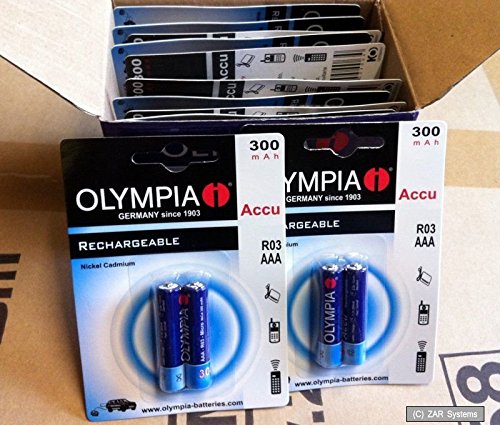 Preisvergleich Produktbild 12 x Orig. OLYMPIA AAA Akku / Accu 300 mA , Neuware