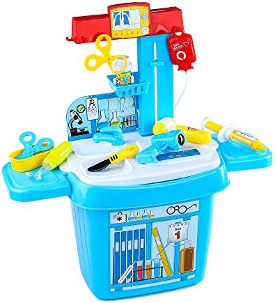 Onstro Doctor Play Set Medical Table Pretend Play w/ Storage for Toddlers Blue