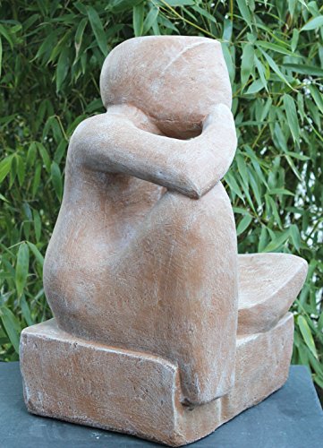 Steinfigur Denker in Terrakotta, abstrakte Deko-Figur für Haus und Garten, moderne Statue als Garten-Figur - 2