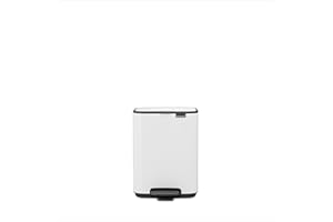 Brabantia Poubelle Bo 4L (Blanche) – Poubelle cuisine à pédale à fermeture progressive – Système de tri des déchets facile à nettoyer avec seau amovible – Sacs-poubelle PerfectFit gratuits inclus