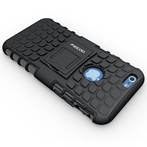 Funda iPhone 6S Pegoo Caja El Soporte Incorporado A Prueba de golpes Anti-Ara  azos y Polvo Mezcla Doble Capa Armadura Proteccion Cover Case Caso Funda C  scara Caja para Apple iPhone 6 6S  Negro 