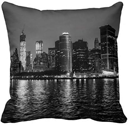 CBOutletArt Night Photo of the New York City Cotton Linen Decorative Throw Pillow Case Cushion Cover 18*18 Inch b:20
