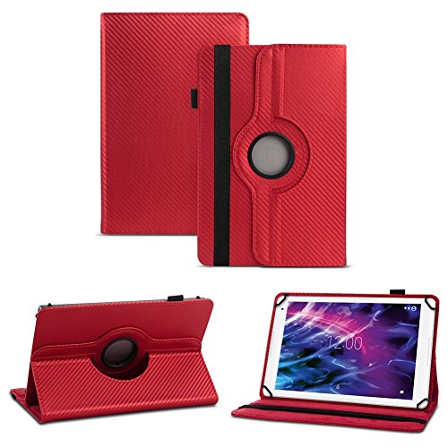 NAUC Tablet Schutzhülle für Ihr Medion Lifetab X10311 X10302 P10400 P10506 P10505 S10366 S10352 P10356 S10346 S10345 aus Kunstleder mit praktischer Standfunktion und 360° Drehfunktion kombiniert Schutz und Design Hülle Cover Case Tasche, Farben:Rot