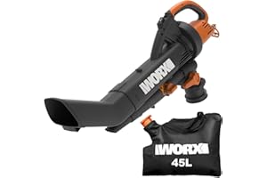 WORX WG505E Trivac dmuchawa do liści i odkurzacz do liści 3000 W – funkcja 3 w 1 jako dmuchawa do liści, odkurzacz do liści i mulczer – prędkość wydmuchu 335 km/h – pojemność ssania 600 m³/h – w