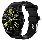 LongYu Smartwatch Telefon SIM Schlafüberwachung Herzfrequenzmessung GPS Schrittzähler Touchscreen K98H (schwarz)