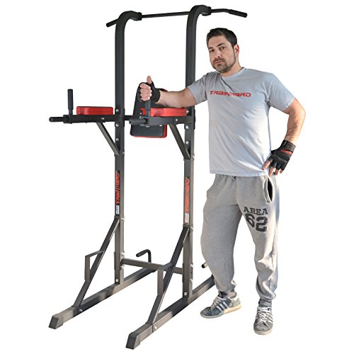 TrainHard Dip Station Beinhebe Kniehebe Bauchtrainer mit Klimmzugstange - 4