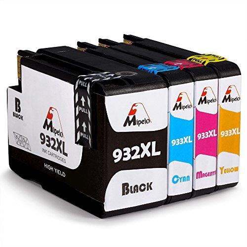 Mipelo Kompatibel HP 932XL 933XL Hohe Ergiebigkeit Druckerpatronen (1 Schwarz, 1 Cyan, 1 Magenta, 1 Gelb), Verwendet in HP Officejet 6600 6700 6100 7612 7610 7110 Drucker (Außer 7510 7512)