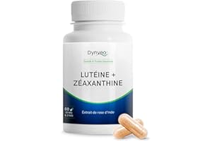 Lutéine Zéaxanthine - Vision, Fatigue oculaire, Yeux secs - Compléments alimentaire pour les yeux - Extrait végétal concentré 10mg lutéine & 2mg zéaxanthine - Efficacité prouvée - 60 Gélules - Dynveo