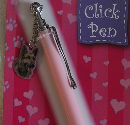 German Shepherd gift click pen on a card with hanging charm