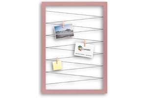 Clamaro 'Collage Flex' Cornice Portafoto 60 x 80 cm | Rosa | Cornice per foto collage con elastici e mollette fotografiche | Ideale come galleria per foto o cartoline