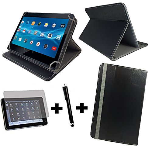 3in1 Set Tablet Tasche - O2 LTE Tablet Huawei MediaPad T1 10.0 24,4 cm 9,6" + Folie + Stift - 10.1 zoll 3in1 Schwarz