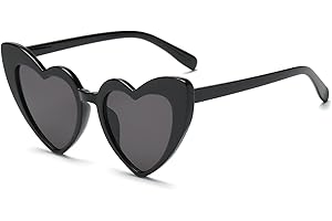 YAMEIZE Occhiali da Sole Vintage '70 con Love Heart - per Donna Uomo a Cuore Forma di Cuore Colorato con Protezione UV400 Occhiali per Party Shopping all'aperto
