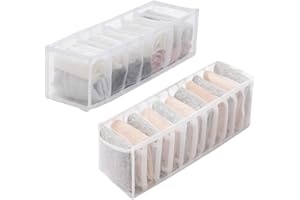 CORTNEY Organizador Plegable de Ropa Interior, Cajas de Almacenamiento para Calcetines, Corbatas, Pañuelos, 11+7 Celdas (Blanco)