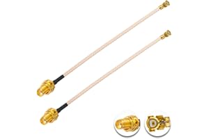 Vecys U.F.L1 to SMA Female Low Loss Coaxial Cable 4 Inch / 10 cm U.F.L1 RG178 RF Coaxial Pigtail Cable for Wireless Router Mini PCIE Network Cards PCI Wi-Fi WAN Repeater Pack of 2