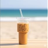450 ml Borosilicate Cup with Glass Straw with Pa&ccedil;i Bamboo Lid
