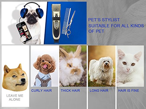 Pet-Grooming-Clippers-YaFex-Rechargeable-Cordless-Pet-Hair-Shaver-Grooming-Trimmer-Kit-set-with-Low-Noise-Low-Vibration-Cordless-Pet-Fur-Grooming-Set-with-4-Comb-Guides-and-Cleaning-Brush-for-Cats-and