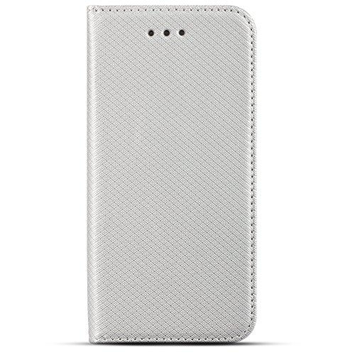 Moozy LG K10 Funda Plata - Flip cover Smart magn  tica Stand plegable y soporte de silicona